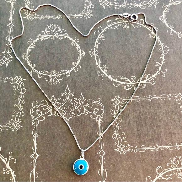 Evil Eye Blue 925 Pendant Chain Set - Picture 2 of 6